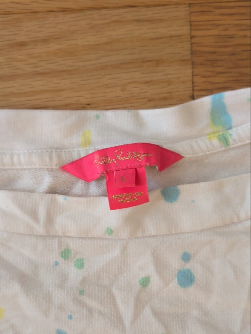 Lilly Pulitzer White Long Sleeve Top with Neon Palm Tree Graphic - Picture 2 of 3